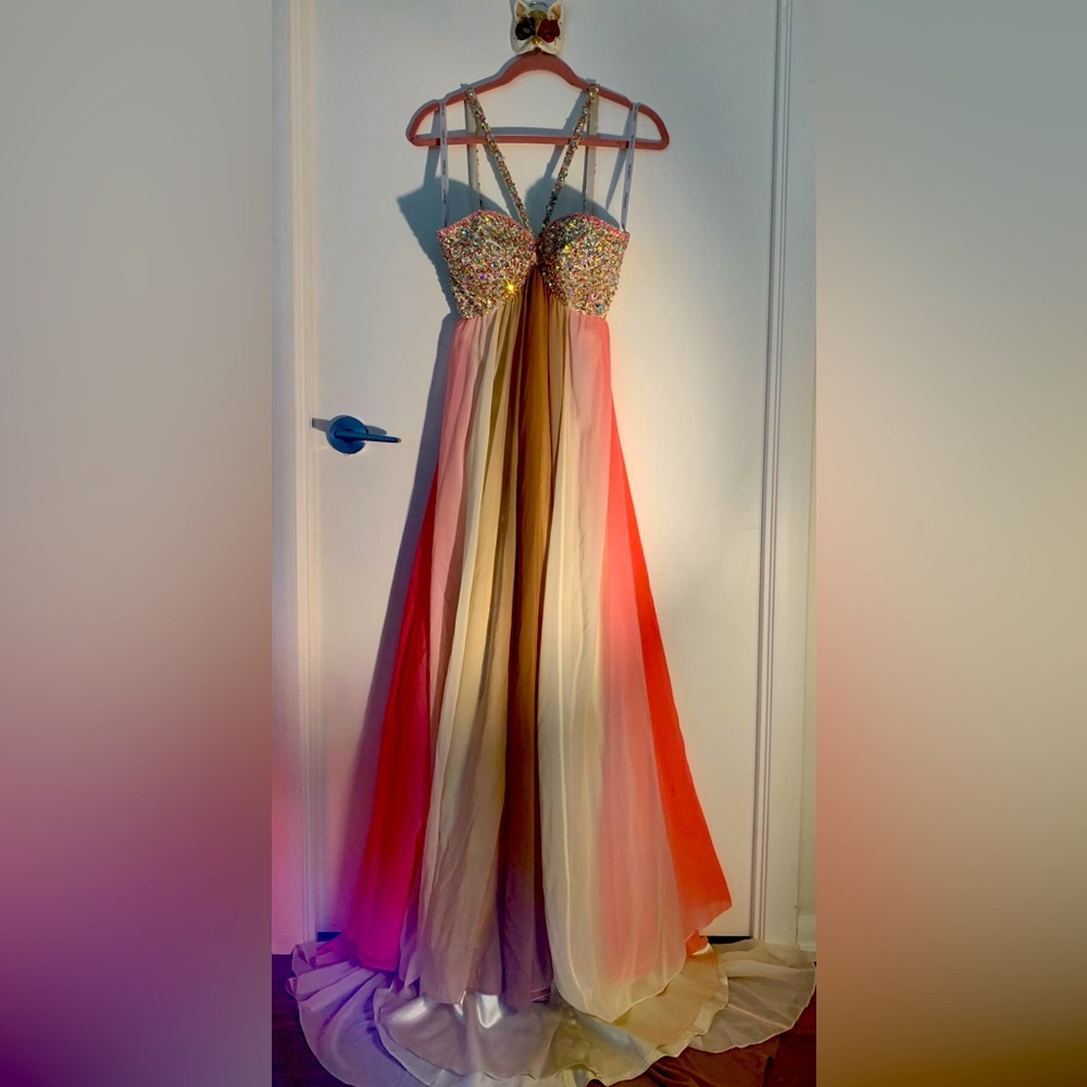 Sherri Hill Chiffon Ombre’ Long Gown